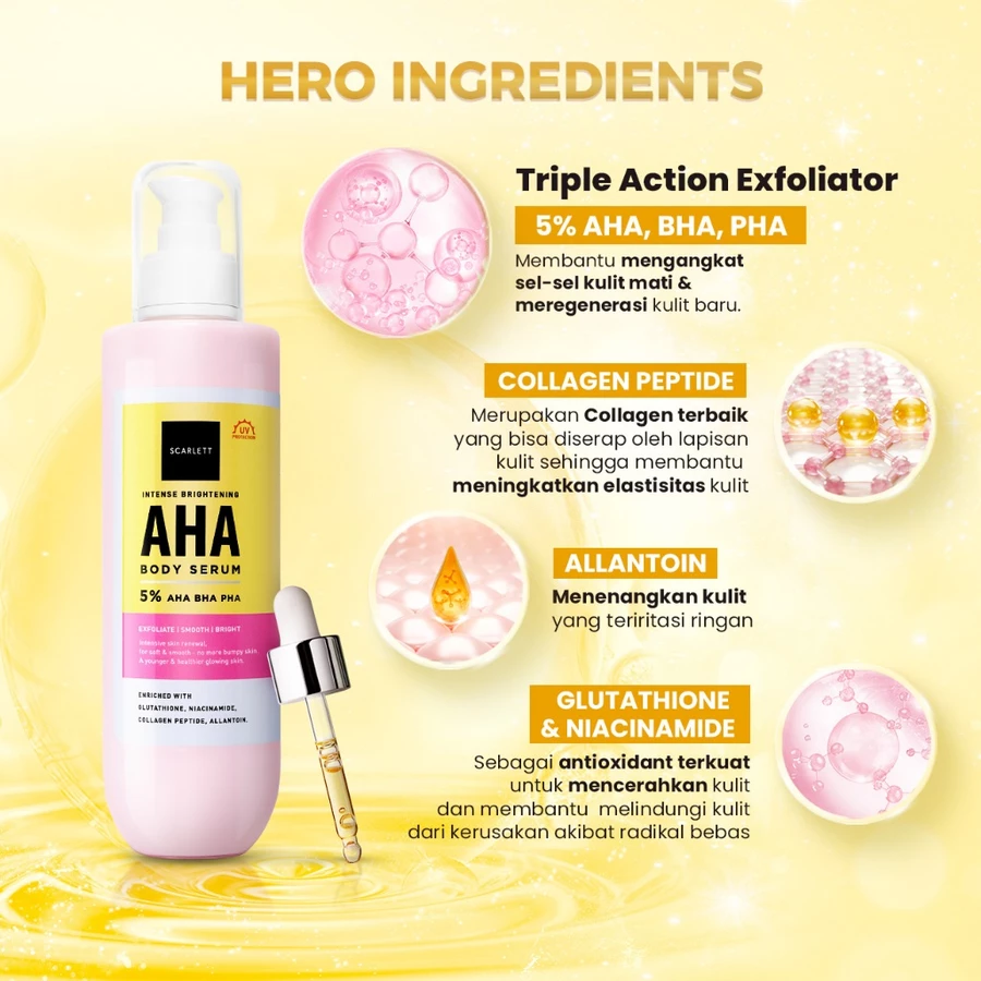 Scarlett Whitening Intense Brightening AHA Body Serum 5% AHA BHA PHA - Gambar 2