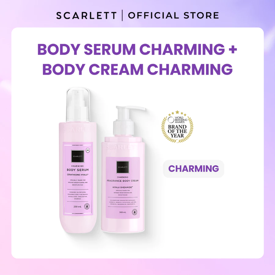 Scarlett Whitening Body Serum Charming + Body Cream Charming